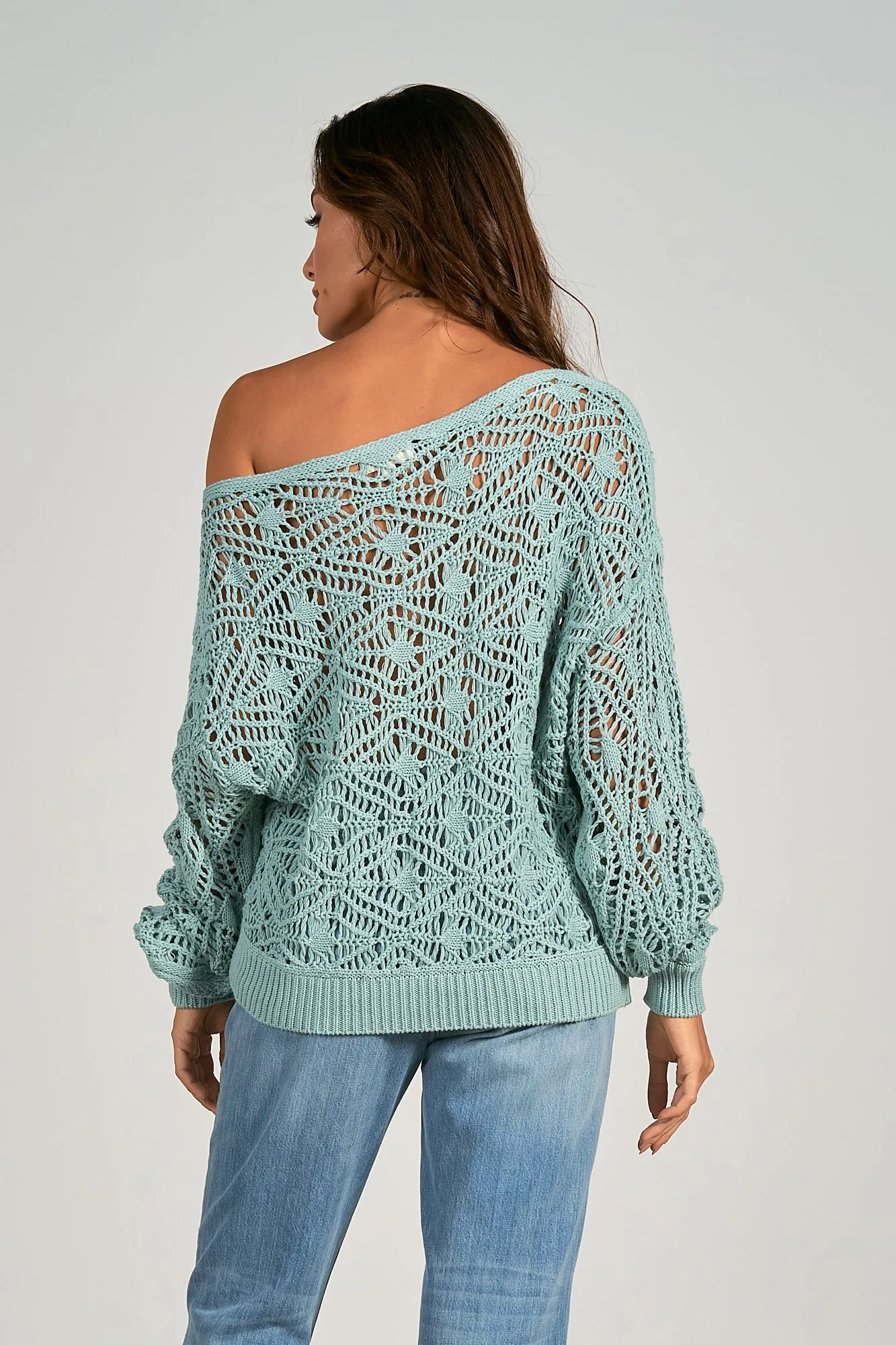 Off Shoulder Crochet Sweater
