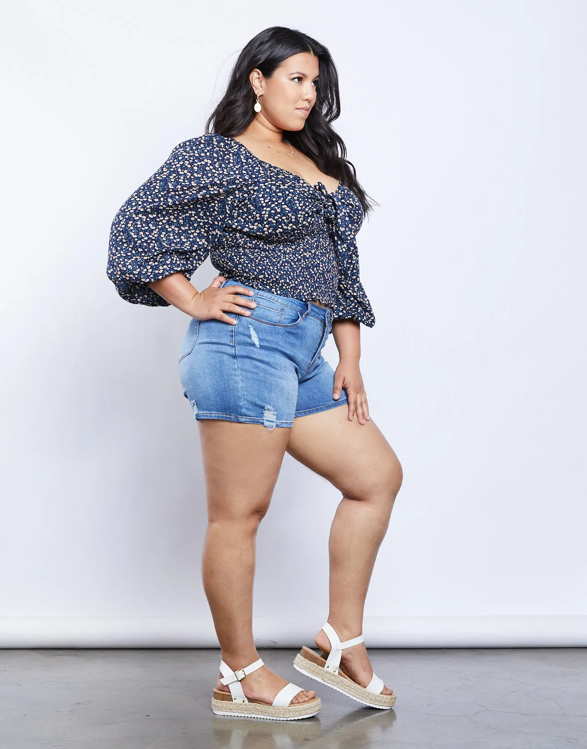Plus Size Capulet Front Tie Top