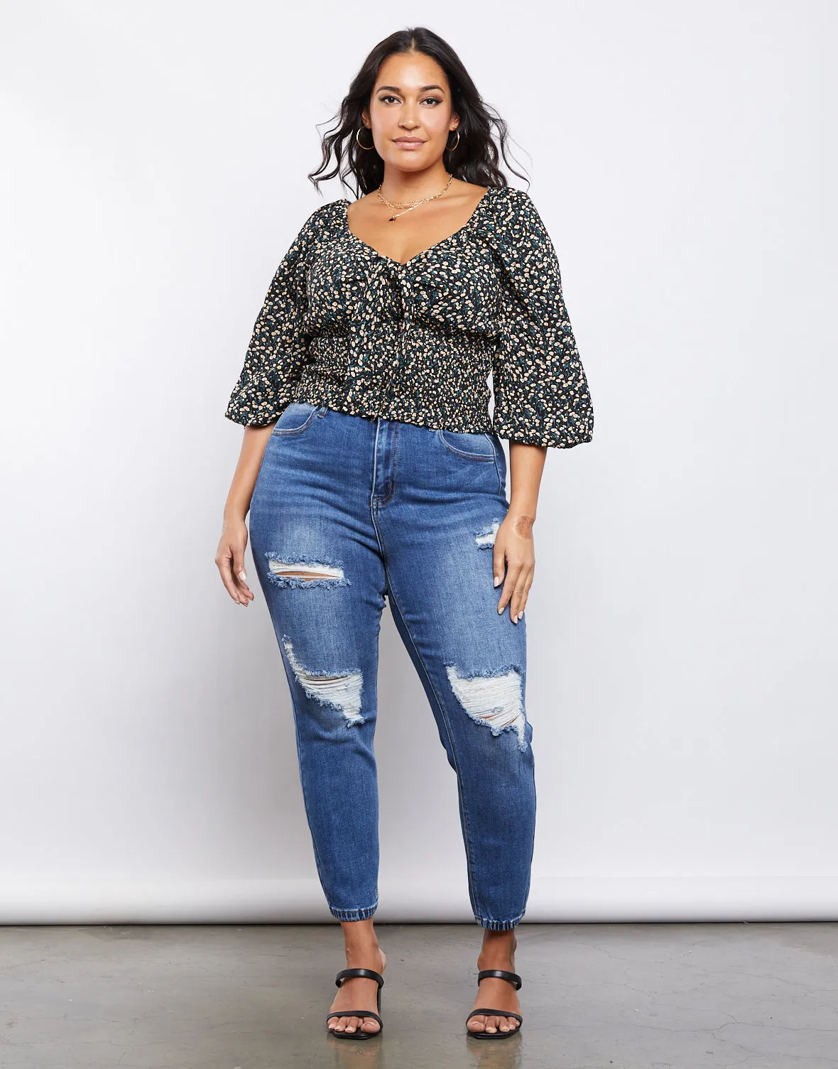 Plus Size Capulet Front Tie Top
