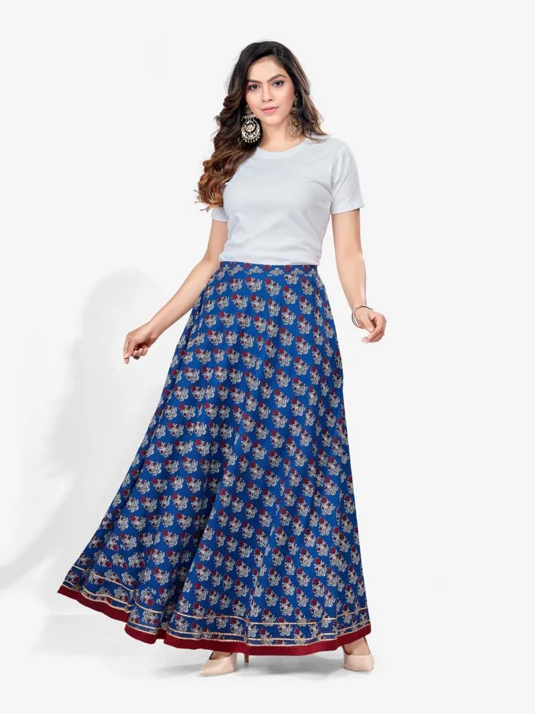 Premium Cotton Printed Flared Skirt