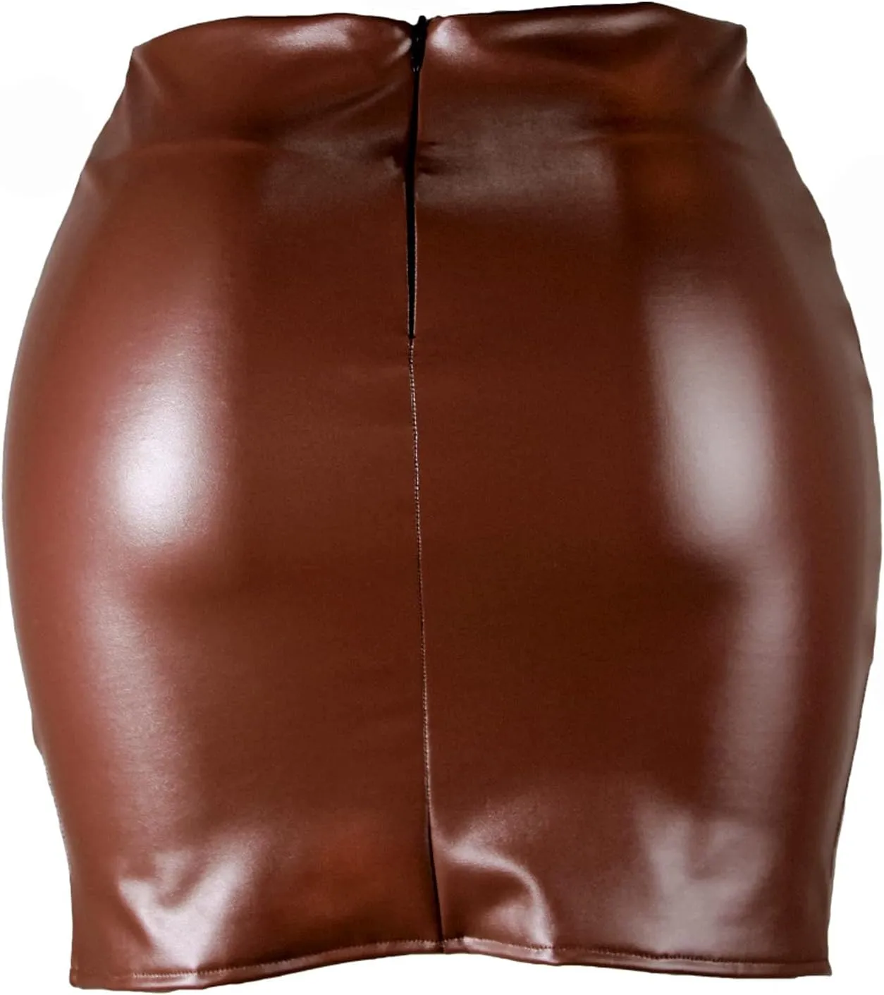 SERYU Women's Stretch Faux PU Leather Slit Bodycon Mini Skirt High Waist Split Short Pencil Skirts
