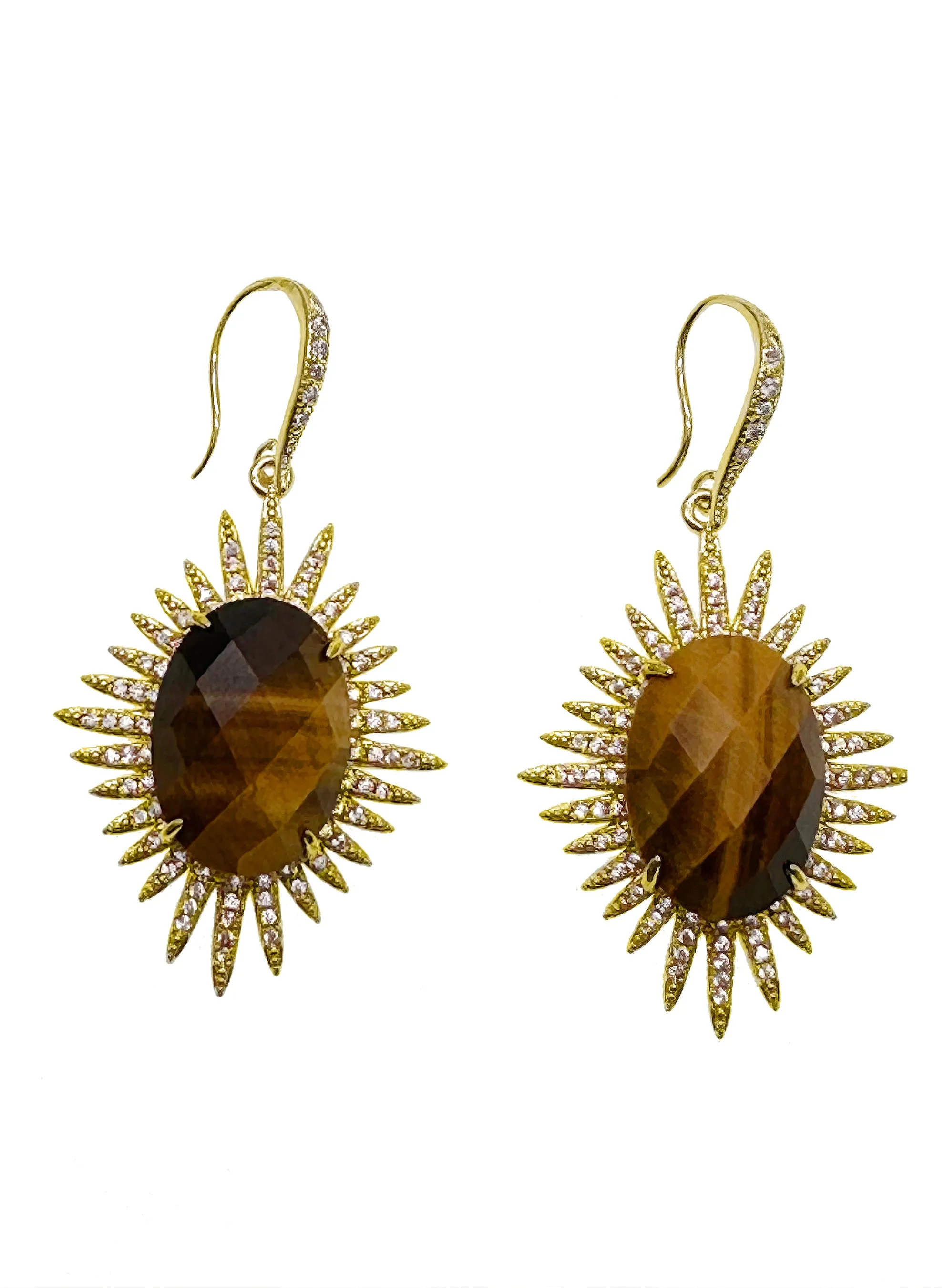 Tiger-Eye Stone Hook Earrings KE018