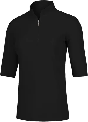 Women's 3/4 Sleeve Golf Polo Shirts UPF 50  1/4 Zip Pullover Shirts Quick Dry Outdoor Athletic Shirt