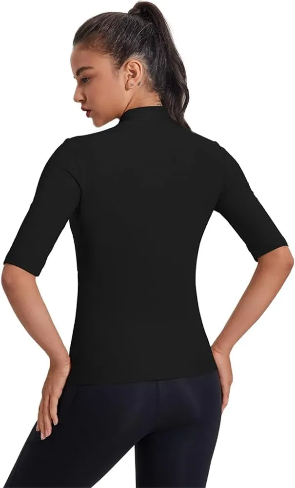 Women's 3/4 Sleeve Golf Polo Shirts UPF 50  1/4 Zip Pullover Shirts Quick Dry Outdoor Athletic Shirt
