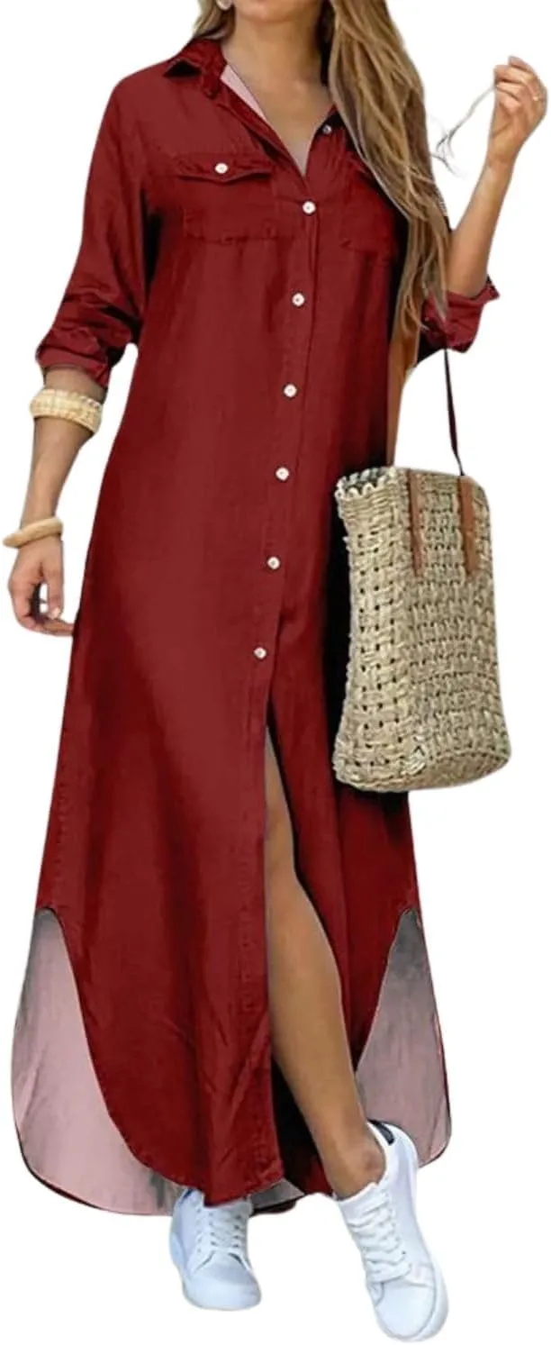 Women's Beach Cover Up Swing Simple Dress Split Sundress Daily Irregular Hem Maxi Dress