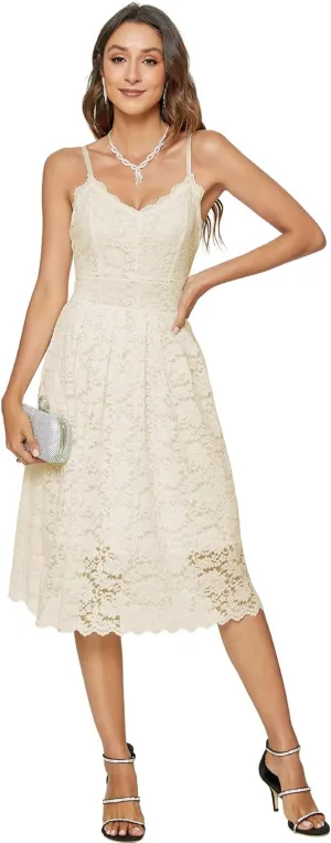 Womens Lace Floral Overlay V Neck Sexy Sleeveless Cocktail Party Swing Wedding Dresses
