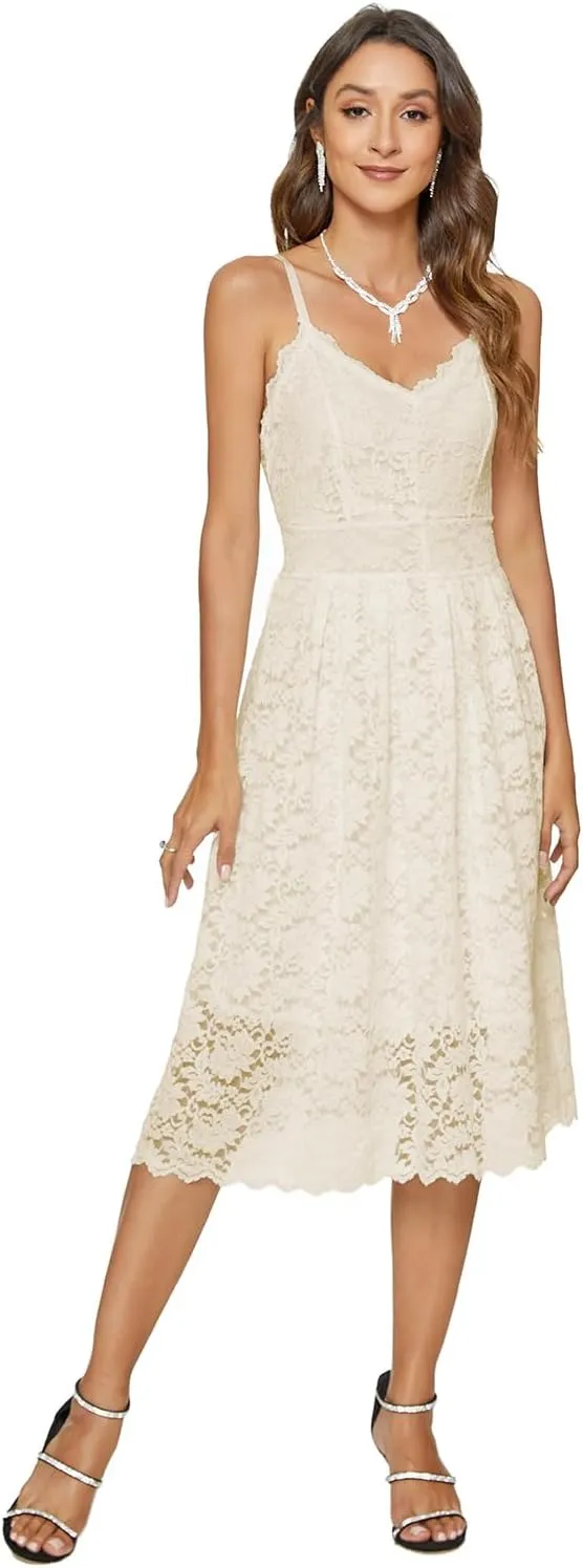 Womens Lace Floral Overlay V Neck Sexy Sleeveless Cocktail Party Swing Wedding Dresses