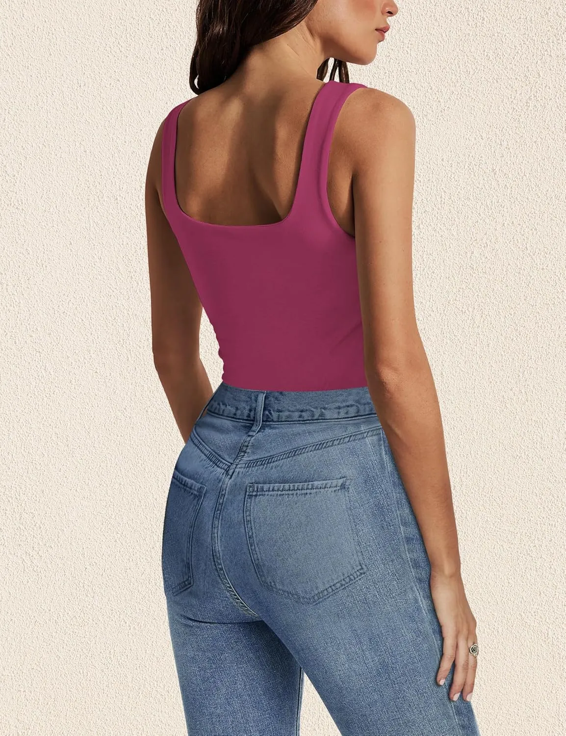 Womens Tank Tops Dressy Summer Sleeveless Shirts Sexy Square Neck Double Lined Fitted Tops T Shirts Blouses