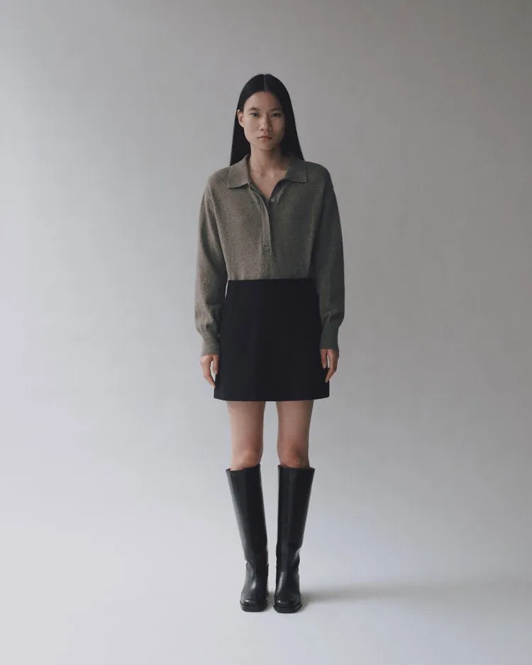 Wool Blend Mini Skirt | Black