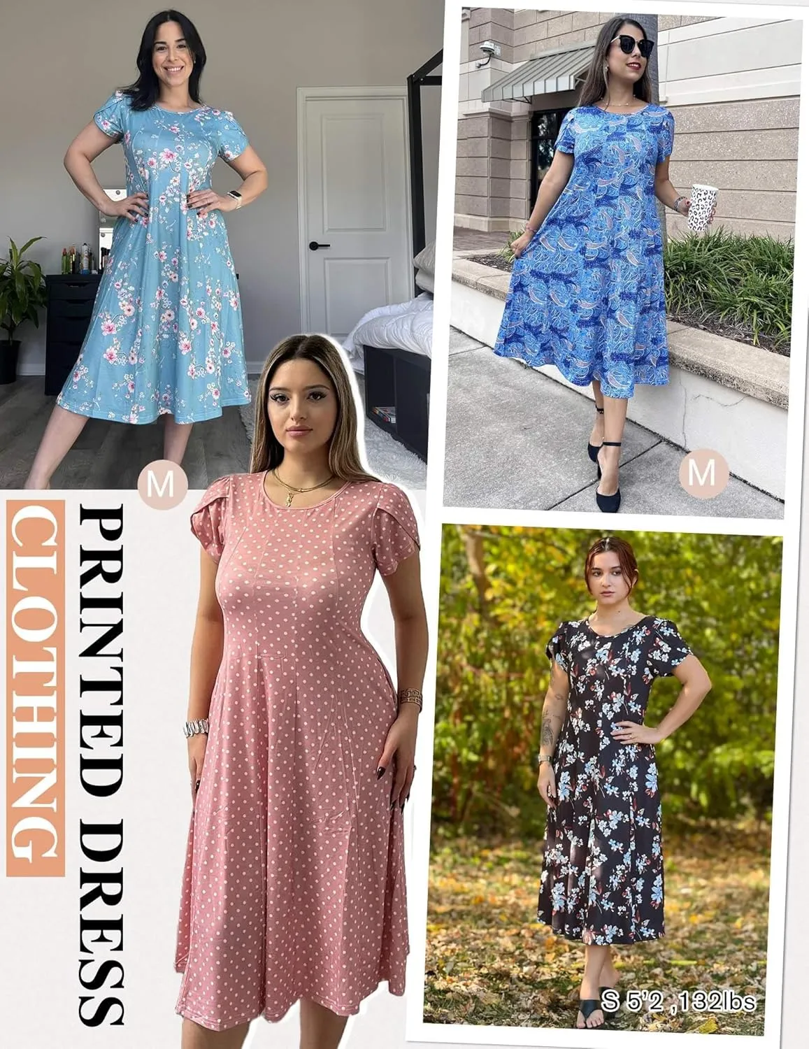 Zeagoo Womens Casual Dress for Summer Short Sleeve Pleated Dress Loose Flowy Beach Dress with Pockets Flare Midi Sundress